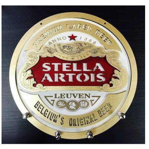 Tamanhos, Medidas e Dimensões do produto Porta Chaves Stella Artois Dourado em Mdf Tamanho 21 Cm