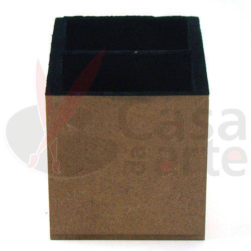 Tamanhos, Medidas e Dimensões do produto Porta Controle Flocado com 02 Cavidades de Mdf Madeira Crua - Tamanho: 9 X 9 X 7,5 Cm