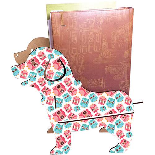 Tamanhos, Medidas e Dimensões do produto Porta Livros Dog 10x30x23cm Corujas - At.home