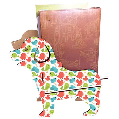 Tamanhos, Medidas e Dimensões do produto Porta Livros Dog 10x30x23cm Pássaros - At.home
