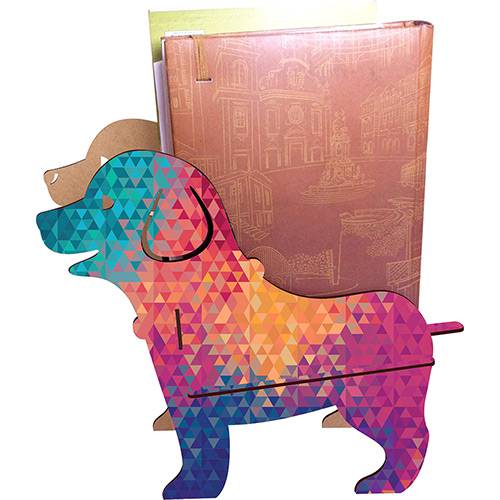 Tamanhos, Medidas e Dimensões do produto Porta Livros Dog 10x30x23cm Polígonos - At.home