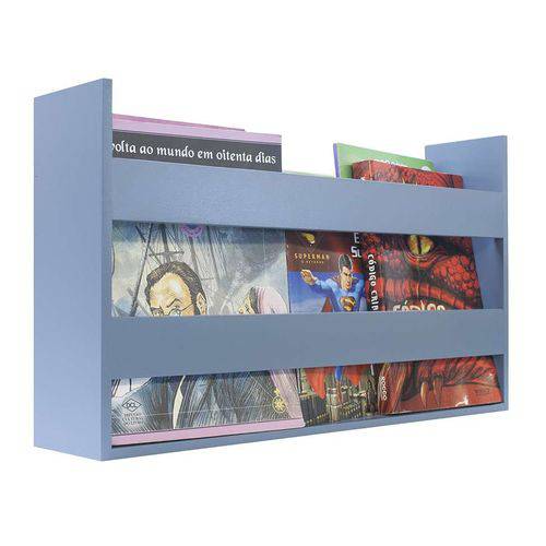 Tamanhos, Medidas e Dimensões do produto Porta Livros e Revistas de Parede 50x30x11 Azul Baby