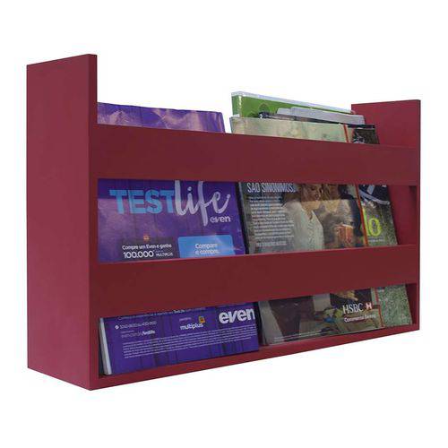 Tamanhos, Medidas e Dimensões do produto Porta Livros e Revistas de Parede 50x30x11 Vermelho