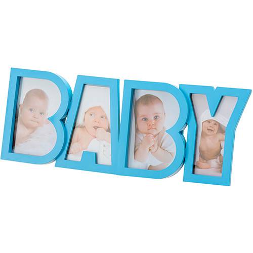 Tamanhos, Medidas e Dimensões do produto Porta-Retrato Baby Azul (10x15cm) para 4 Fotos - Rojemac