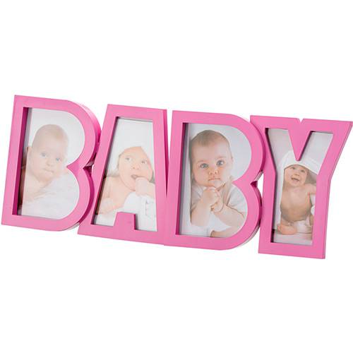 Tamanhos, Medidas e Dimensões do produto Porta-Retrato Baby Rosa (10x15cm) para 4 Fotos - Rojemac