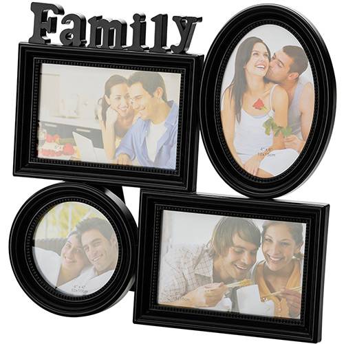 Tamanhos, Medidas e Dimensões do produto Porta-Retrato Family Preto (10x15cm) para 4 Fotos - Rojemac