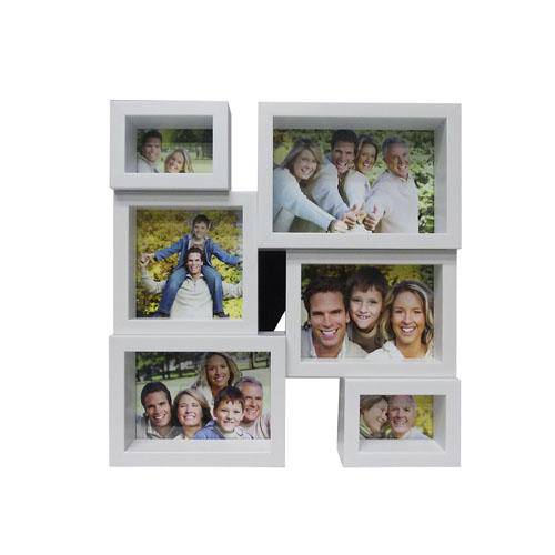 Tamanhos, Medidas e Dimensões do produto Porta Retrato/Mural de Fotos de Plástico Branco para 6 Retratos