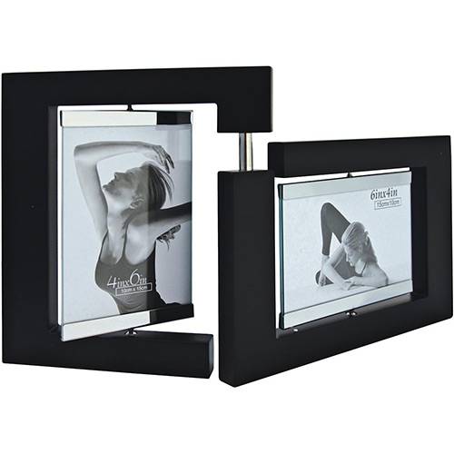Tamanhos, Medidas e Dimensões do produto Porta-Retrato Preto (10x15cm) para 2 Fotos - Rojemac