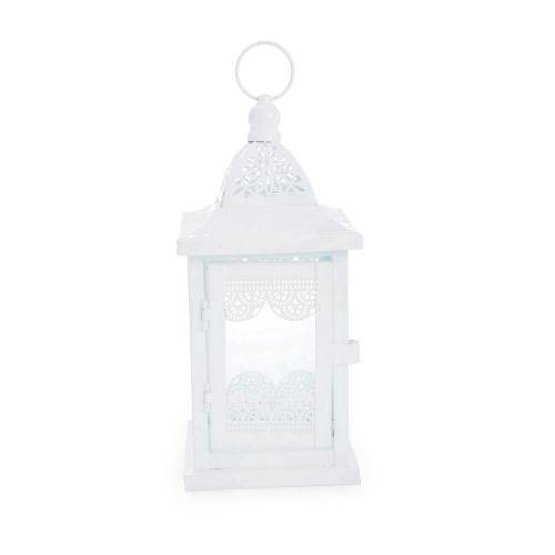 Tamanhos, Medidas e Dimensões do produto Porta Velas em Metal Porta Vela Lampião Branco com 4 Peças 23 X 10 Cm Branco