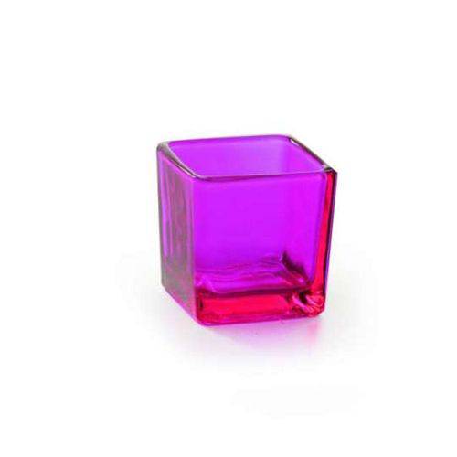 Tamanhos, Medidas e Dimensões do produto Porta Velas em Vidro Pink Quad Liso Jogo com 3 Peças 5 X 4 Cm Pink