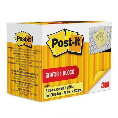 Tamanhos, Medidas e Dimensões do produto Post-it 657 76 X 102mm 600 Folhas Post-it 3M
