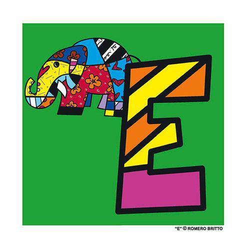 Tamanhos, Medidas e Dimensões do produto Poster Alfabeto - Romero Britto Letra e - Medidas 21 X 21 CM