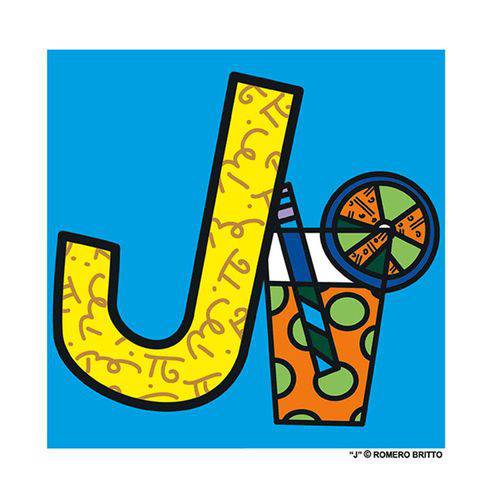 Tamanhos, Medidas e Dimensões do produto Poster Alfabeto - Romero Britto Letra J - Medidas 21 X 21 CM