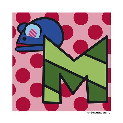 Tamanhos, Medidas e Dimensões do produto Poster Alfabeto - Romero Britto Letra M - Medidas 21 X 21 CM