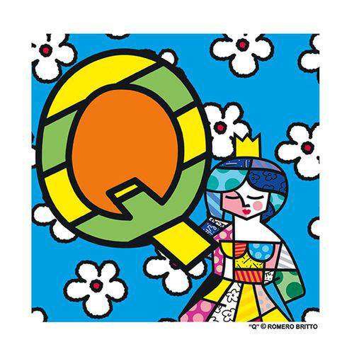 Tamanhos, Medidas e Dimensões do produto Poster Alfabeto - Romero Britto Letra Q - Medidas 21 X 21 CM