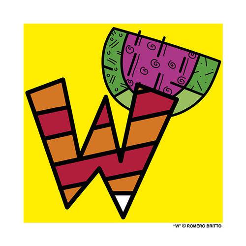 Tamanhos, Medidas e Dimensões do produto Poster Alfabeto - Romero Britto Letra W - Medidas 21 X 21 CM