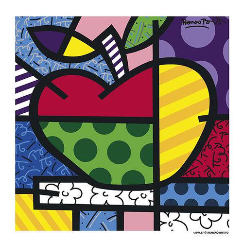 Tamanhos, Medidas e Dimensões do produto Poster Original Romero Britto Aplle Medidas 34 X 34 Cm, Sem Moldura