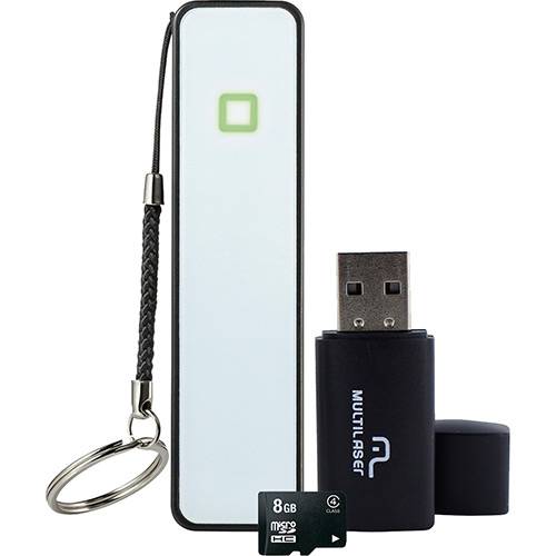 Tamanhos, Medidas e Dimensões do produto Power Bank + Pen Drive + Cartão de Memória 8GB - Multilaser
