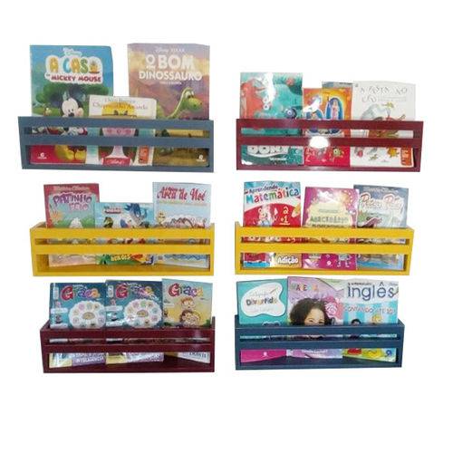 Tamanhos, Medidas e Dimensões do produto Prateleiras Coloridas 06 Unidades 60 Cm para Livros e Quarto Infantil