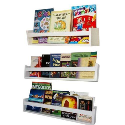 Tamanhos, Medidas e Dimensões do produto Prateleiras de Mdf para Livros e Revistas 03 Unidades 65cm
