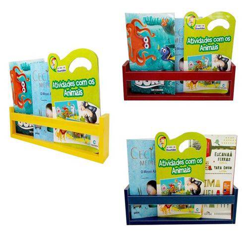 Tamanhos, Medidas e Dimensões do produto Prateleiras para Livros Coloridas Nicho Infantil Kit com 03 Unidades