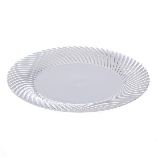 Tamanhos, Medidas e Dimensões do produto Prato Descartável de Luxo Branco Ø 18cm com 6 Unidades Silver Plastic