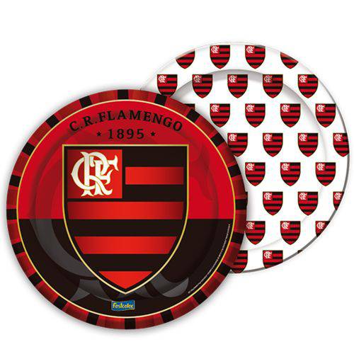 Tamanhos, Medidas e Dimensões do produto Prato Descartável Flamengo 8uni - Festcolor