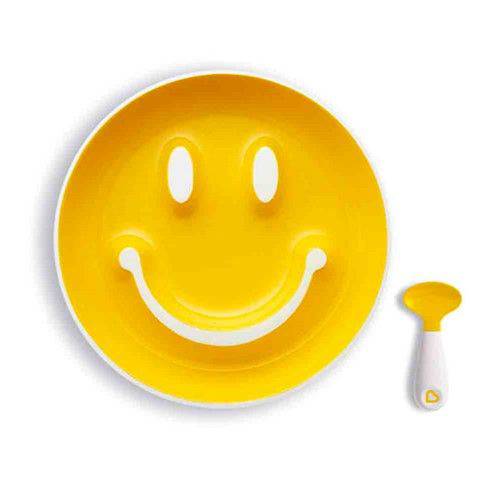 Tamanhos, Medidas e Dimensões do produto Prato Smile com Ventosa e Colher Amarelo - Munchkin