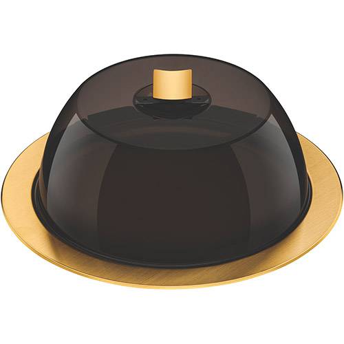 Tamanhos, Medidas e Dimensões do produto Prato Tramontina Design Collection para Bolo Doratta em Aço Inox Dourado e Cupula Preto