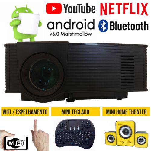 Tamanhos, Medidas e Dimensões do produto Projetor Data Show Portatil Android 6.0 Bluetooth Wifi Netflix Kit Youtube Teclado