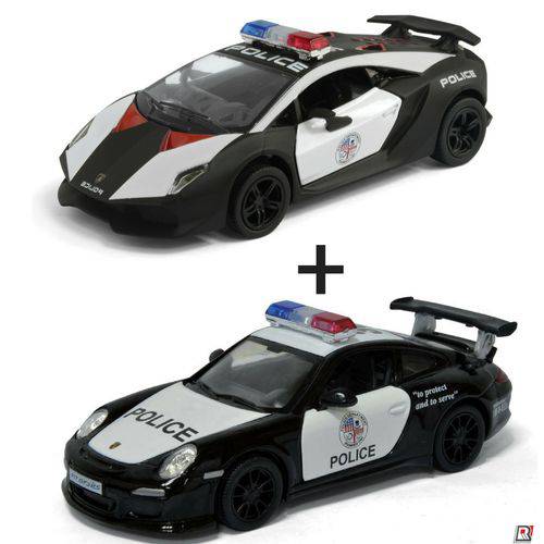 Tamanhos, Medidas e Dimensões do produto Promoção 2 Carros de Coleção Camaro e Lamborghini Viatura Polícial / Policia
