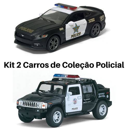 Tamanhos, Medidas e Dimensões do produto Promoção Kit 2 Carro de Coleção Viatura Policial / Polícia Hummer e Mustang