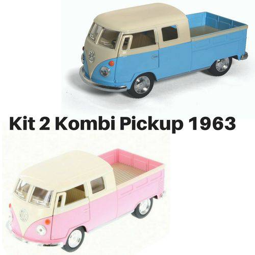 Tamanhos, Medidas e Dimensões do produto Promoção 2 Miniatura Carro de Coleção Wolkswagen Kombi Pickup Combi Perua Ano 1963 Escala 1/34
