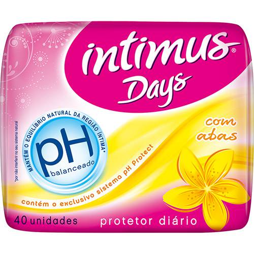 Tamanhos, Medidas e Dimensões do produto Protetor Diário Intimus Days com Abas Sem Perfume Ph 40 Unidades