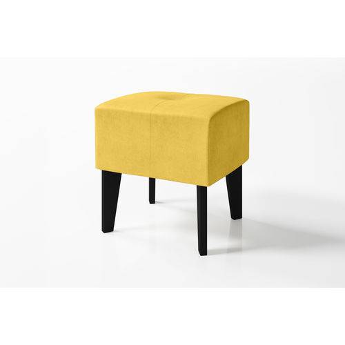 Tamanhos, Medidas e Dimensões do produto Puff Banqueta Pé Palito de Madeira Quadrado Amarelo Tecido Suede Rede Móveis