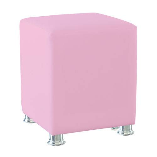 Tamanhos, Medidas e Dimensões do produto Puff Banqueta Quadrado Rosa Claro Pés Alumínio - Estofados Modelo