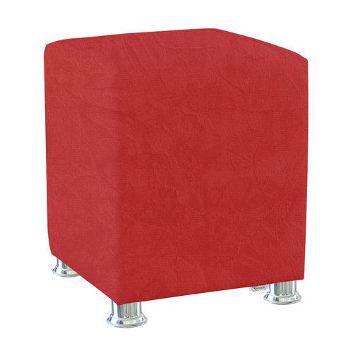 Tamanhos, Medidas e Dimensões do produto Puff Banqueta Quadrado Vermelho Amassado Pés Alumínio - Estofados Modelo