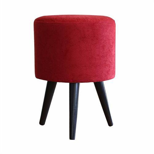 Tamanhos, Medidas e Dimensões do produto Puff Banqueta Redondo Pés Palito 35x50cm em Tecido Suede Amassado Vermelho