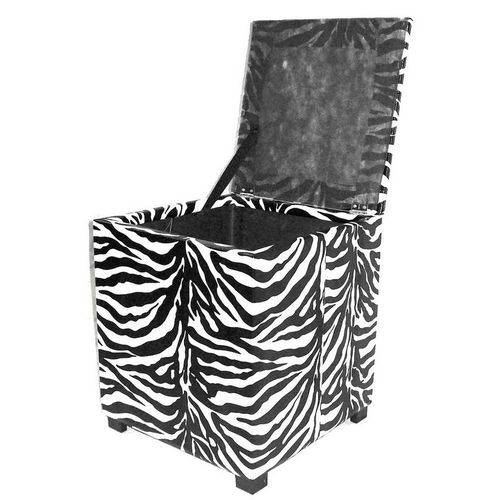 Tamanhos, Medidas e Dimensões do produto Puff Pufe Puf Baú Individual Quadrado 46X46cm Courino Quarto Sala Animal Print Zebra