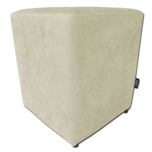 Tamanhos, Medidas e Dimensões do produto Puff Quadrado Banqueta no Suede Amassado Creme 43x35x35 - só Decorativas