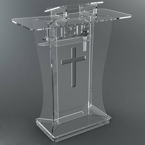 Tamanhos, Medidas e Dimensões do produto Púlpito em Acrílico Cristal para Igreja ou Auditorio Pesronalizado com Sua Logo Marca Púlpitos Oratória Modelo PP22