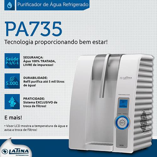 Tamanhos, Medidas e Dimensões do produto Purificador de Água Eletrônico Latina PA735 com Visor LED Branco