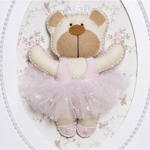 Tamanhos, Medidas e Dimensões do produto Quadrinho Balé Pérolas Ursa Bailarina Quarto Bebê Infantil Menina