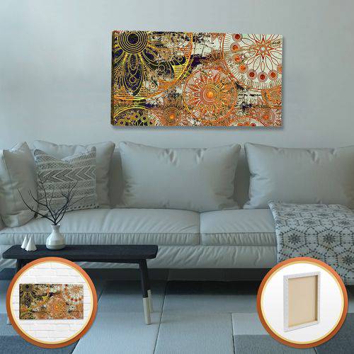 Tamanhos, Medidas e Dimensões do produto Quadro Decorativo Abstrato Mandala Moderno para Sala de JANTAR e Estar 55x100