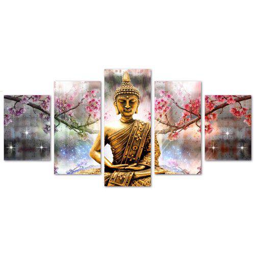 Tamanhos, Medidas e Dimensões do produto Quadro Decorativo Buddha (Buda) - 5 Peças - 1,33mX0,63m - Sala - Quarto - Interiores - Annature Design