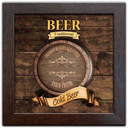 Tamanhos, Medidas e Dimensões do produto Quadro Decorativo C/ Moldura Bar Cerveja Bebidas Q-099