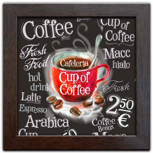 Tamanhos, Medidas e Dimensões do produto Quadro Decorativo C/ Moldura Tema Café Coffee Q-306
