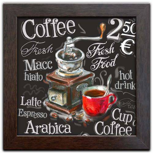 Tamanhos, Medidas e Dimensões do produto Quadro Decorativo C/ Moldura Tema Café Coffee Q-307