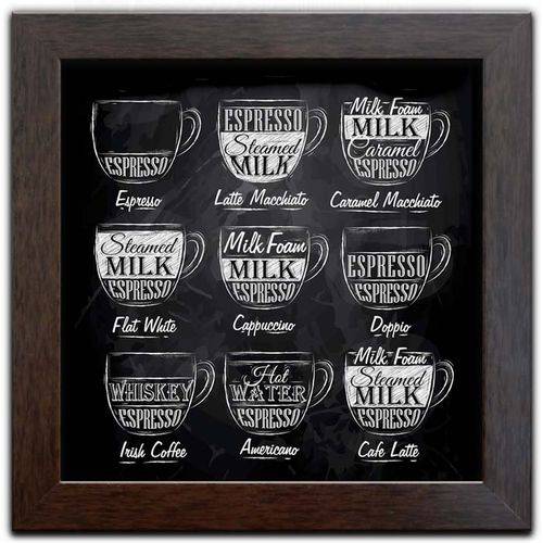 Tamanhos, Medidas e Dimensões do produto Quadro Decorativo C/ Moldura Tema Café Coffee Q-327