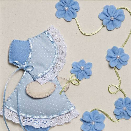 Tamanhos, Medidas e Dimensões do produto Quadro Decorativo Camponesa Flores Azuis Quarto Bebê Infantil Menina